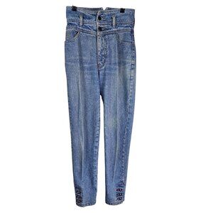 VTG‎ 80s Action High-Waisted Jeans 24 Button Hem Detail Western Yoke Cowgirl